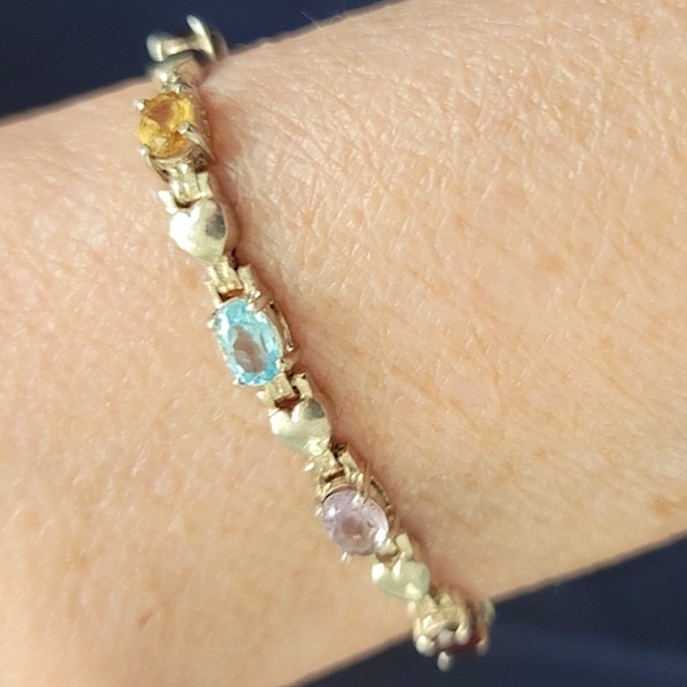 Solid 925 Silver Heart Multi Gemstone And Silver … - image 3